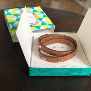 Gold leather gold wrap bracelet